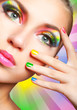Creative many-coloured rainbow makeup