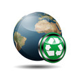 Icono planeta tierra 3D con señal reciclado
