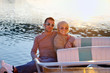couple in love  have romantic time on boat