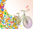 Background with bicycle and beautiful flowers Background with bicycle and beautiful flowers