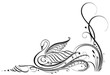 Kalligraphie,Schwan, Schilf, Ranke, black art