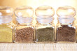 Glass jars with ingridients