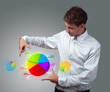 Foto: businessman holding virtual business sign businessman holding virtual business sign