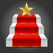 Stairs with red carpet and with star