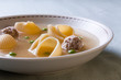 Catalan cuisine. Soup with meat of the pot