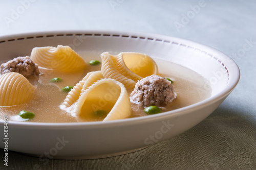 Photo: Catalan cuisine. Soup with meat of the pot Catalan cuisine. Soup with meat of the pot