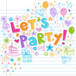Birthday Party Time Sketchy Doodles