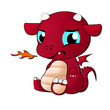 baby red fire dragon isolated on white