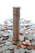 Tall column of us quarters.