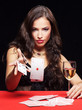 woman gambling on red table