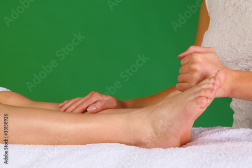 Photo: Physiotherapy or reflexology on leg and foot area Physiotherapy or reflexology on leg and foot area