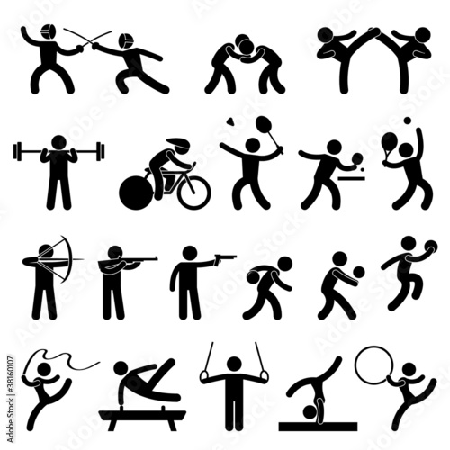 Vector: Indoor Sport Game Athletic Set Icon Symbol Sign Pictogram Indoor Sport Game Athletic Set Icon Symbol Sign Pictogram