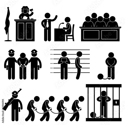 Vector: Court Judge Law Jail Prison Lawyer Jury Criminal Icon Court Judge Law Jail Prison Lawyer Jury Criminal Icon