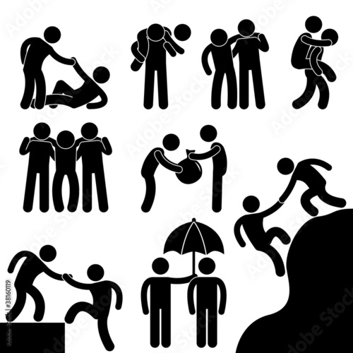 Vector: Business Friend Helping Each Other Icon Symbol Sign Pictogram Business Friend Helping Each Other Icon Symbol Sign Pictogram