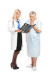 Senior man with his doctor, looking at the results of his CT sca