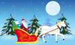 Vector: Santa claus goes to sled on white Santa claus goes to sled on white