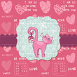 Cute Love Card with Cat - for valentine's day, greetings, scrapb