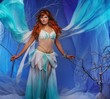 Elf in magical winter forest.