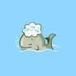 Sleeping baby whale counts jumping fishes