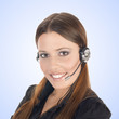 Friendly smiling customer operator with headset