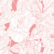beautiful vector seamless pink pattern with roses