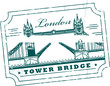 Stamp with Tower Bridge, London, inside, vector