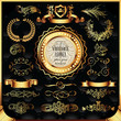 vector set of golden labels and page decoration elements