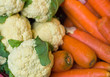 Cauliflower and carrots in the market