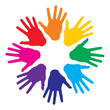 colorful hand prints, abstract vector illustration for design