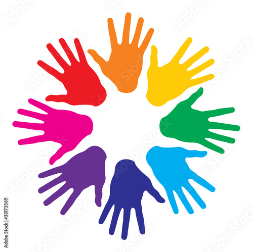 Vector: colorful hand prints, abstract vector illustration for design colorful hand prints, abstract vector illustration for design
