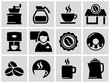 Vector black coffee shop icons set.