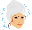 Woman in a towel after shower Woman in a towel after shower