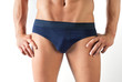 blue underwear on male body close-up