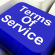 Terms Of Service Computer Key In Blue Showing Website Agreement