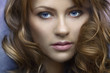 A portrait of a beautiful long-haired girl with blue eyes A portrait of a beautiful long-haired girl with blue eyes