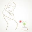 pregnant woman and a flower pregnant woman and a flower