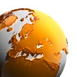 A fragment of the Earth with continents of orange glass