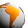 A fragment of the Earth with continents of orange glass A fragment of the Earth with continents of orange glass