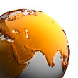 A fragment of the Earth with continents of orange glass A fragment of the Earth with continents of orange glass