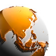 A fragment of the Earth with continents of orange glass A fragment of the Earth with continents of orange glass