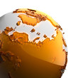 A fragment of the Earth with continents of orange glass