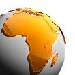 Illustration: A fragment of the Earth with continents of orange glass A fragment of the Earth with continents of orange glass