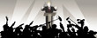 speaker addresses an audience in a political campaign
