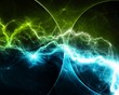 Blue and green abstract lightning