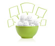 Happy painted eggs in a bowl Happy painted eggs in a bowl
