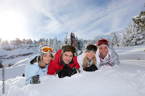 Photo: Portrait of a friends on a skiing holiday together Portrait of a friends on a skiing holiday together