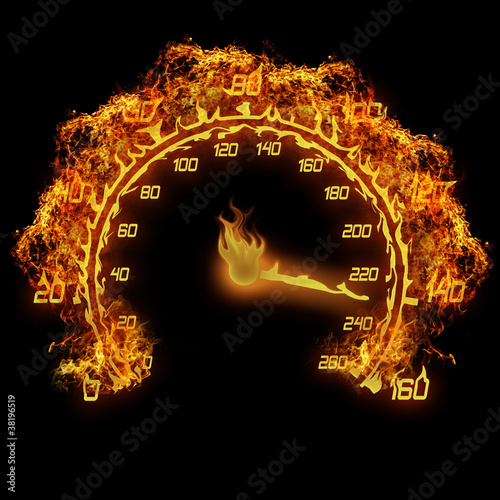 Illustration: burning speedometer burning speedometer