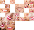 Faces of smiling people in set. Healthy teeth. Smile