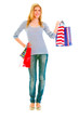 Photo: Full length portrait of happy teen girl with shopping bags Full length portrait of happy teen girl with shopping bags