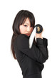 asian businesswoman with japanese sword
